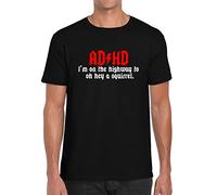 VXCEVF ADHD Highway to Squirrel Music Parody Funny Gift Graphic White Yellow Black Red Mens Women T T-Shirts Hemden 100% Cotton(Small)