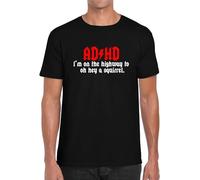 VXCEVF ADHD Highway to Squirrel Music Parody Funny Gift Graphic Yellow Red Mens Women T T-Shirts Hemden%-Black(X-Large)