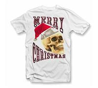 VXCEVF Adults Merry Christmas Skull White Yellow Black Red Mens Women T T-Shirts Hemden 100% Cotton Rude Funny Xmas(X-Large)