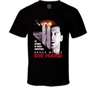VXCEVF Die Hard Bruce Willis Retro Action Movie T Shirt Black(X-Large)