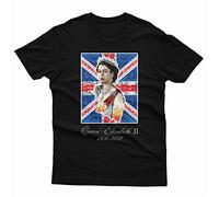 VXCEVF Union Jack Stamp Queen Elizabeth II t Shirt Crown Queen Elizabeth Family Christmas t Shirt Black(Large)