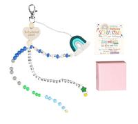 Vxcvzv Regalo de escolarización, 1 unidad, cadena de cálculo, regalos para el regreso escolar, bolsa escolar, regalo amuleto de la suerte con tarjeta de felicitación, caja de regalo (azul)