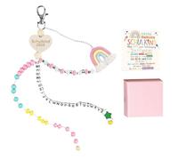 Vxcvzv Regalo escolar, 1 unidad cadena de cálculo regalos para el primer colegio, bolsa escolar, relleno de regalo, amuleto de la suerte con tarjeta de felicitación, caja de regalo (rosa)