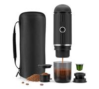 VXDEFP Máquinas de café,Cafetera portátil, Cafetera portátil con calefacción, apta for cápsulas y café molido, for viajes, for acampar y for la oficina, con bolsa portátil(Nero)