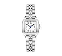 VXFAIZY Reloj Cuadrado Delicado para Mujer con NÚMeros ArÁBigos FÁCiles De Leer, Relojes De Vestir para Mujer (Silver Black)