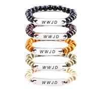 VXHJSBSKQ 8 Pulseras de Madera con Cruz para el Juego de Pulseras elásticas de Roca de Lava n Won