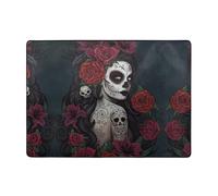 VXXNlnn Alfombra estampada Day of the Dead Girl de 80 x 58 pulgadas, alfombra moderna de gran tamaño para sala de estar, oficina y dormitorio, alfombra suave