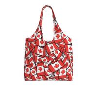 VXXNlnn Bolsas de lona con estampado de panda y perezoso - Bolsa grande reutilizable para compras y almacenamiento para mujeres, perfecta para la vida diaria, Bandera de Canadá, Talla única