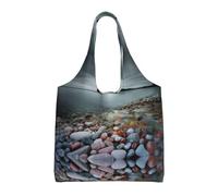 VXXNlnn Bolsas de lona con estampado de pizza y pepperoni en 3D - Bolsa grande reutilizable para compras y almacenamiento para mujeres, perfecta para la vida diaria, Piedra de playa, Talla única