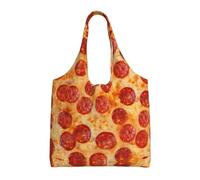 VXXNlnn Bolsas de lona con estampado de pizza y pepperoni en 3D - Bolsa grande reutilizable para compras y almacenamiento para mujeres, perfecta para la vida diaria, Pizza 3D Pepperoni, Talla única