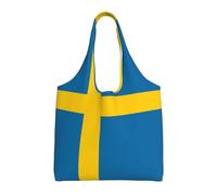 VXXNlnn Bolsas de lona con estampado de pizza y pepperoni en 3D - Bolsa grande reutilizable para compras y almacenamiento para mujeres, perfecta para la vida diaria, Bandera sueca, Talla única