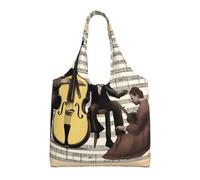 VXXNlnn Bolsas de lona con estampado de pizza y pepperoni en 3D - Bolsa grande reutilizable para compras y almacenamiento para mujeres, perfecta para la vida diaria, Momentos musicales, Talla única