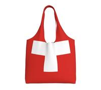 VXXNlnn Bolsas de lona con estampado de pizza y pepperoni en 3D - Bolsa grande reutilizable para compras y almacenamiento para mujeres, perfecta para la vida diaria, Bandera suiza, Talla única