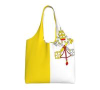 VXXNlnn Bolsas de lona con estampado de pizza y pepperoni en 3D - Bolsa grande reutilizable para compras y almacenamiento para mujeres, perfecta para la vida diaria, Bandera del Vaticano, Talla única