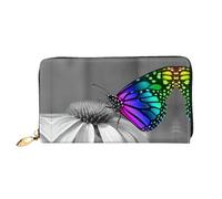 VXXNlnn Cartera de cuero con estampado de bandera de Santa Lucía - Cartera larga para mujer, cartera fina y plegable con tarjetero, bolsillo para monedas, mariposa, One Size