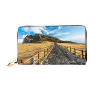 VXXNlnn Cartera de cuero con estampado de tótem indio africano, cartera larga para mujer, cartera de chequera plegable fina con tarjetero, bolsillo para monedas, Isla de Jeju, Corea, One Size