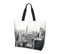 VXXNlnn Coloridas chanclas con estampado de pelota de playa, bolsa grande reutilizable para mujer, bolsa de almacenamiento para compras, viajes y vida diaria, Blanco y negro New York, Talla única