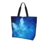 VXXNlnn Coloridas chanclas con estampado de pelota de playa, bolsa grande reutilizable para mujer, bolsa de almacenamiento para compras, viajes y vida diaria, Galaxia mariposa estrellada azul, Talla