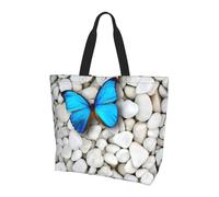 VXXNlnn Coloridas chanclas con estampado de pelota de playa, bolsa grande reutilizable para mujer, bolsa de almacenamiento para compras, viajes y vida diaria, Mariposa y piedra, Talla única