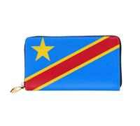 VXXNlnn Cool Star River - Cartera de cuero con estampado de río, cartera larga para mujer, cartera fina y plegable con tarjetero, bolsillo para monedas, Bandera del Congo, One Size