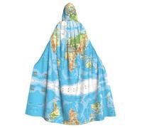 VXXNlnn Disfraz de capa con capucha de Halloween, capa para adultos, con diseño de mapa del mundo, para cosplay, fiesta, carnaval, exposición de cómics