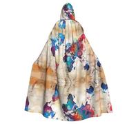 VXXNlnn Disfraz de Halloween con capucha - Capa de adulto con temática de mapa del mundo abstracto para cosplay, fiesta, carnaval, exposición de cómics