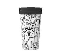 VXXNlnn Divertida taza de café aislada con estampado de perro y oveja, taza de viaje de doble capa de 500 ml para coche, oficina, hogar