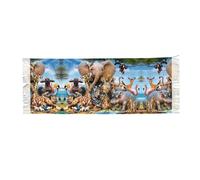 VXXNlnn Elegante bufanda con flecos de cachemira con estampado de plumas abstractas, chal ligero de pashmina para mujer, suave y cálido, Elefante de animales salvajes, Talla única