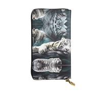 VXXNlnn Elegante cartera de cuero con estampado de bandera de Belice para mujer, bolso plegable ligero con bloqueo RFID, diseño delgado de tres pliegues, Muchos tigres blancos, Talla única