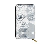 VXXNlnn Elegante cartera de cuero con estampado de campo de golf de Vancouver para mujer, bolso plegable ligero con bloqueo RFID, diseño delgado de tres pliegues, Mapa náutico de velero, Talla única