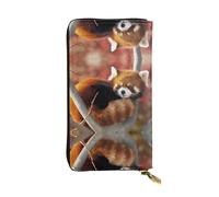 VXXNlnn Elegante cartera de cuero con estampado de campo de golf de Vancouver para mujer, bolso plegable ligero con bloqueo RFID, diseño delgado de tres pliegues, Panda rojo, Talla única