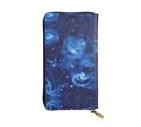 VXXNlnn Elegante cartera de cuero con estampado de mariposa para mujer, bolso plegable ligero con bloqueo RFID, diseño delgado de tres pliegues, Galaxia espacial del universo azul, Talla única