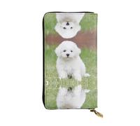 VXXNlnn Elegante cartera de cuero con estampado de peces dorados para mujer, ligera, plegable, con bloqueo RFID, diseño delgado y triple, Bichon Frise Dog, Talla única