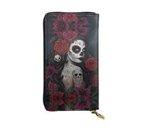 VXXNlnn Elegante cartera de cuero con estampado de República Dominicana para mujer, bolso plegable ligero con bloqueo RFID, diseño delgado de tres pliegues, Día de la niña muerta, Talla única