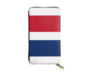 VXXNlnn Elegante cartera de cuero con estampado de República Dominicana para mujer, bolso plegable ligero con bloqueo RFID, diseño delgado de tres pliegues, Bandera holandesa, Talla única