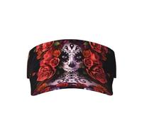 VXXNlnn Elegante gorra unisex con estampado de tiburón para adultos, con visera de protección solar, perfecta para actividades al aire libre, viajes y deportes, Calavera de rosas de azúcar del Día de