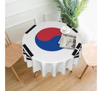 VXXNlnn Elegante mantel redondo con estampado de la bandera de la República de Corea, para mesa de comedor, decoración de cocina, picnic, cafetería y mesas de reuniones