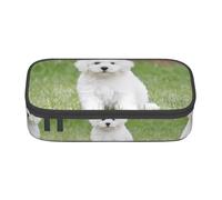 VXXNlnn Estuche con estampado de rosas azules, organizador de bolígrafos, bolsa de papelería, perfecto para la escuela, la oficina y los viajes, Bichon Frise Dog, Talla única, Mochila escolar