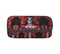 VXXNlnn Estuche para lápices con diseño de calavera y calavera, organizador multiusos para bolígrafos, bolsa de papelería, perfecto para la escuela, la oficina y los viajes, Calavera de rosas de