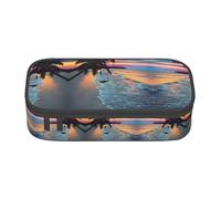 VXXNlnn Estuche para lápices con estampado de uvas moradas y verdes, organizador de bolígrafos multiusos, bolsa de papelería, perfecto para la escuela, la oficina y los viajes, Coconut Beach Sunset