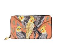 VXXNlnn Fun - Cartera de piel con estampado de perro carlino - Cartera larga para mujer, cartera fina y plegable con tarjetero, bolsillo para monedas, Pequeñas cacatúas, One Size