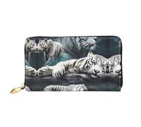 VXXNlnn Fun - Cartera de piel con estampado de perro carlino - Cartera larga para mujer, cartera fina y plegable con tarjetero, bolsillo para monedas, Muchos tigres blancos, One Size