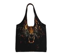 VXXNlnn hacker era - Bolsas de lona estampadas, bolsa grande reutilizable para compras y almacenamiento para mujeres, perfecta para la vida diaria, Tigre feroz, Talla única