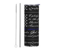 VXXNlnn Juego de dos tazas de acero inoxidable con pajilla - 20 onzas con diseño de bandera de Juramento de Lealtad, vaso aislado con asa, tapa, vaso portátil caliente y frío