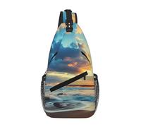 VXXNlnn Mochila unisex - Bolsa cruzada en el pecho con chanclas coloridas, diseño de pelota de playa, ligera para senderismo y uso casual, Sunset Beach1, Talla única