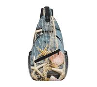 VXXNlnn Mochila unisex con diseño de lunares negros, ligera para senderismo y uso casual, Beach Seashells Starfish Sand, Talla única