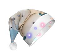 VXXNlnn Muñeco de nieve con conchas marinas sentado en la playa de arena (1) sombrero de Navidad con impresión LED para adultos, sombrero festivo de Papá Noel, gorro de felpa suave para fiestas de