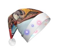 VXXNlnn Sombrero de Navidad LED con diseño de corazón de anatomía humana para adultos, sombrero festivo de Papá Noel, gorro de felpa suave para fiestas de invierno