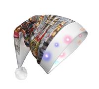 VXXNlnn Sombrero de Navidad LED con diseño de la Torre Eiffel de París para adultos, sombrero festivo de Papá Noel, gorro de felpa suave para fiestas de invierno