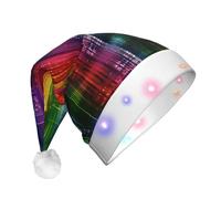 VXXNlnn Sombrero de Navidad LED con estampado de ciudad arcoíris para adultos, sombrero festivo de Papá Noel, gorro de felpa suave para fiestas de invierno
